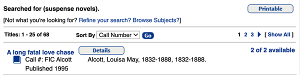 Destiny Search Results Closeup 